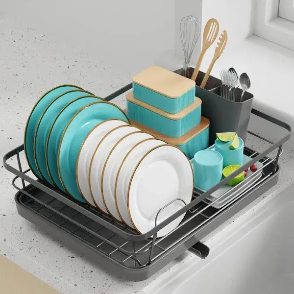 2-Tier Dish Drying Rack Stainless Steel Drainer Kitchen Tableware Storage Holder