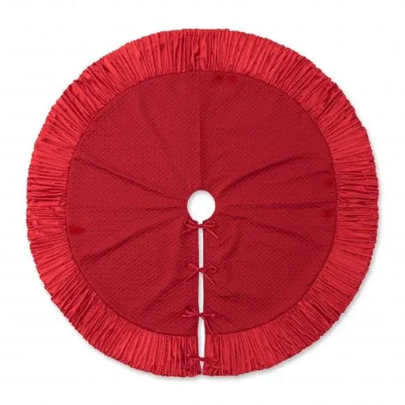 Glitzhome Oversized Deluxe Velvet Ruffled Christmas Tree Skirt