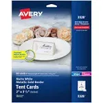 Avery Tent Cards with Metallic Gold Borders, 2 inch x 3.5 inch, 80 Total, Laser/Inkjet Printable Place Cards and Tent Cards (3328)