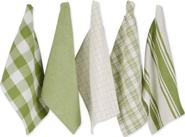 DII® Antique Green Everyday Dish Towels, 5ct.