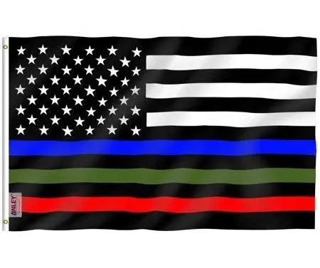 Thin Blue/Red/Green Line USA Flag