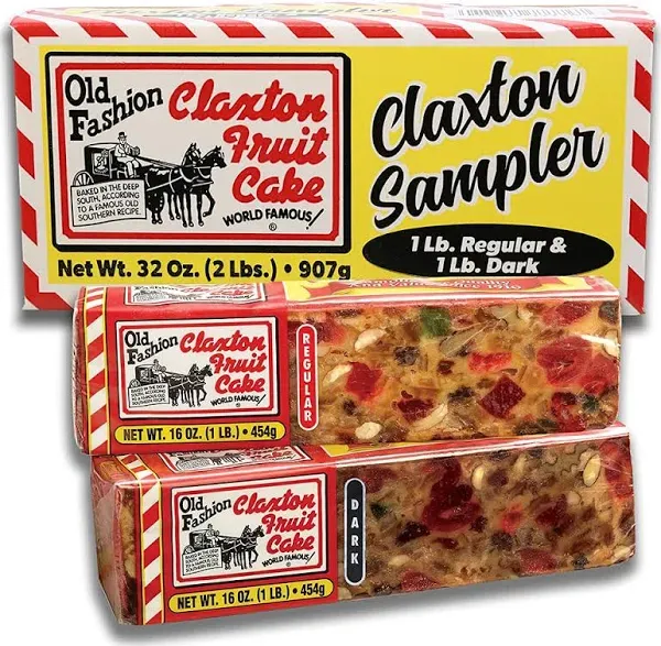 Claxton Fruit Cake Regular-Dark Sampler-Packed in New, Claxton Gift Carton