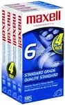 Maxell T120 Standard Grade VHS Cassette, Pk/4