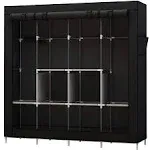 UDEAR Portable Closet Large Wardrobe Closet Clothes Organizer with 6 Storage Shelves, 4 Hanging Sections 4 Side Pockets,Black