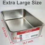 VehiGo Extra Large Metal Cat Litter Box, Stainless Steel Durable Litter Pan for Large or Multiple Cats, Kitty Litter Box with Smooth Surface and Easy