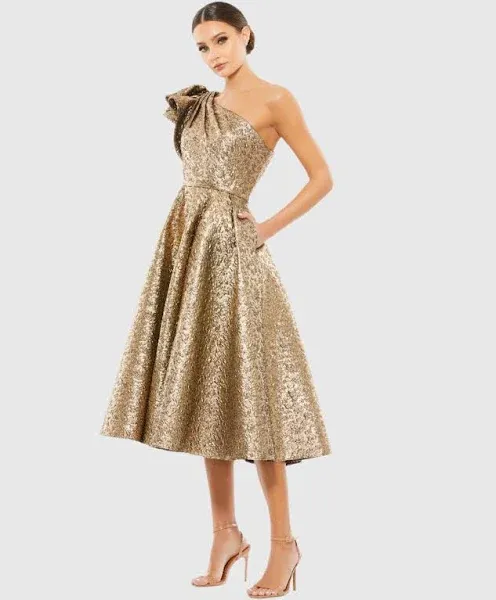 Mac Duggal Metallic One Shoulder Cocktail Dress