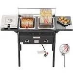 VEVOR 16 qt. Double Burner Outdoor Propane Deep Fryer Steel Cooker