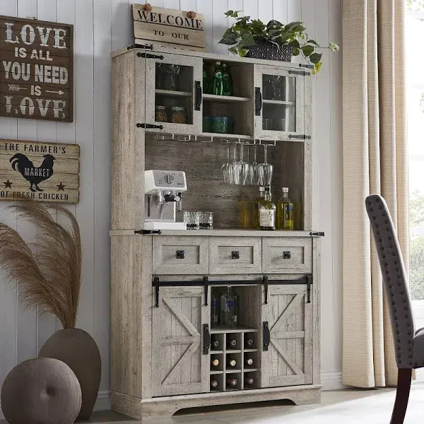 Okd 72" Bar Cabinet with Sliding Barn Door