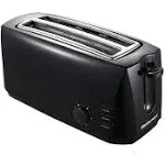 Elite Gourmet - 4 Slice Long Slot Cool Touch Toaster - Black