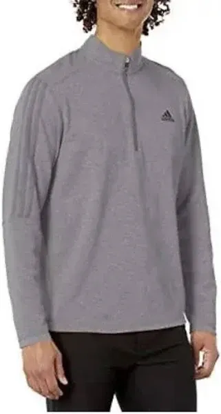 Size L Adidas Golf 3 Stripes Half Zip Sweatshirt Grey Pullover Top Running Men’s