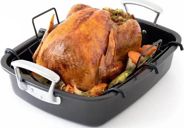 Chef Pomodoro Deluxe Large Carbon Steel Roasting Pan with U-Rack