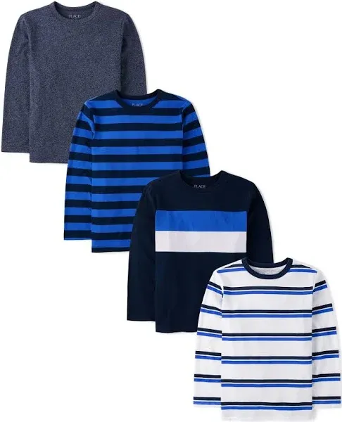 The Children's Place Boys' 4-Pack Long Sleeve Striped Tops