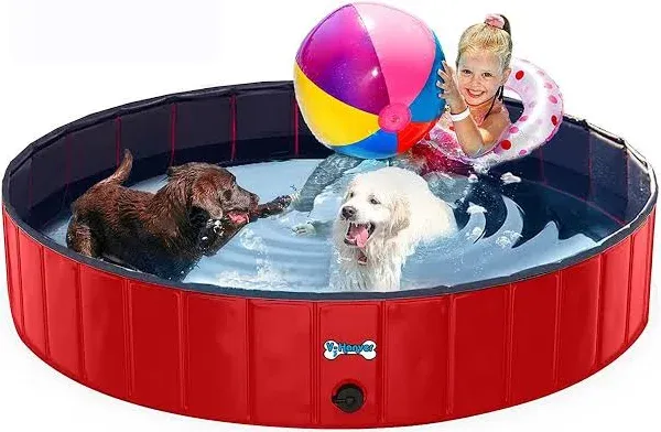 V-HANVER Foldable Dog Pool Collapsible Heavy Duty PVC Pet Pool Bath Tub for