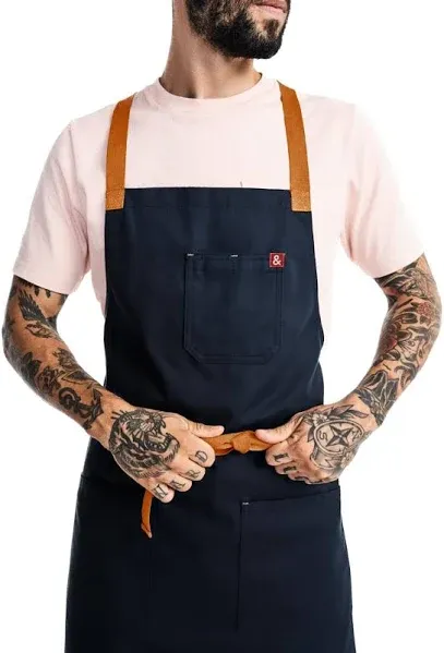 hedley & bennett Crossback Apron - Professional Chef's Apron - Cross Back Mens Apron - Mens Cooking Apron - Kitchen Apron - Chef Aprons for Men & Women - 8oz 100% Cotton Canvas Fabric - Caviar