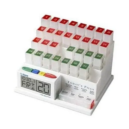 Med Center System 31 Day Pill Organizer Alarm Clock