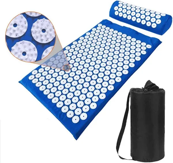 XiaoMaGe Acupressure Mat and Pillow Set with Bag Large Size 28.7 X 16.5 inch Acupuncture Mat for Neck & Back Pain