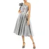 Shop Mac Duggal Womens Metallic One Shoulder Cocktail And Party Dress In Silver