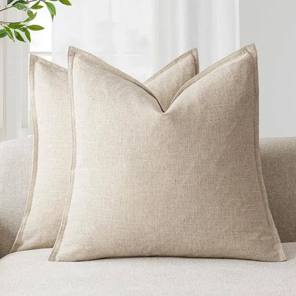 MIULEE Pack of 2 Decorative Linen Pillow Covers