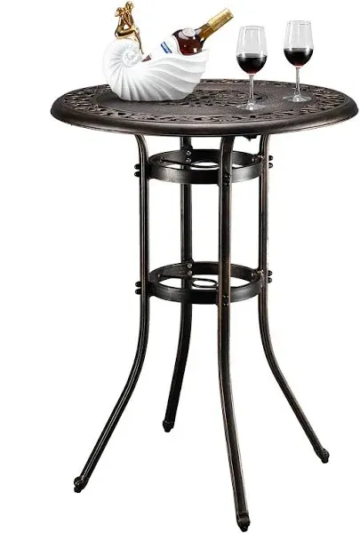 Outdoor Bar Table, Cast Aluminum Bar Height Patio Table