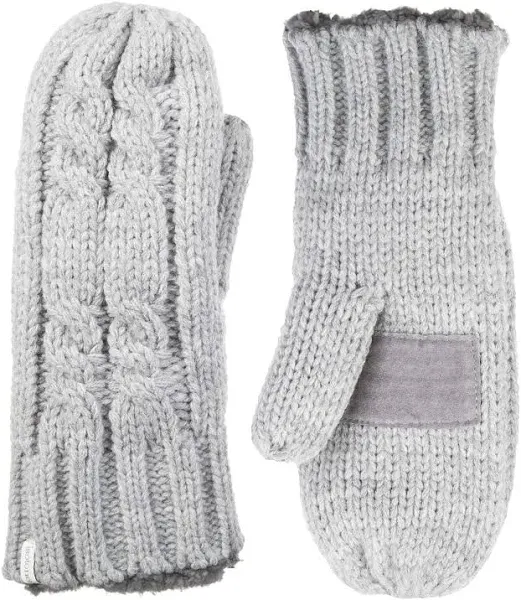 isotoner Women's Chunky Cable Knit Sherpasoft Mittens