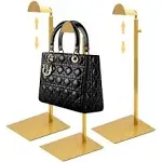 Royxen 3 Pack Handbag Rack Stainless Steel with Adjustable Height, Purse Display Stand Gold