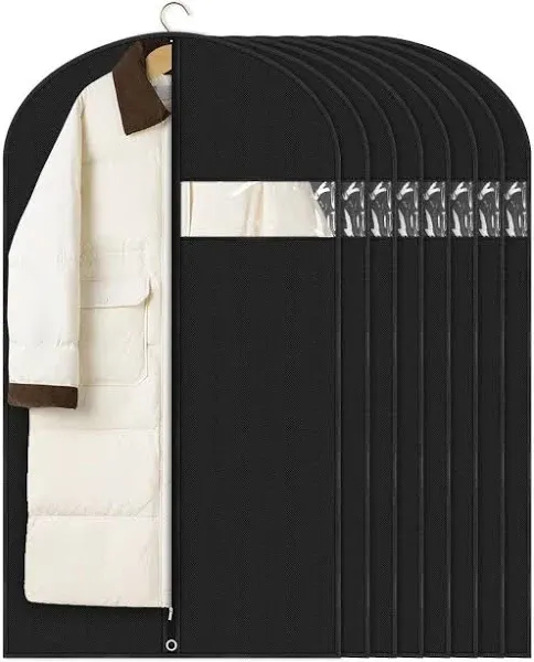 Garment Bags for Hanging Clothes (8 packs,43 inches) Black Suit Bags for Clos...