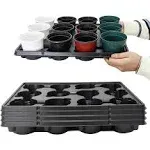 RooTrimmer 12 Cell Round Nursery Pots Trays Thickened Durable Seedling Pots Shuttle Carrying Trays for Holding 4 inch Nursery Pots