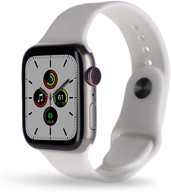 Apple Watch Series 7 (GPS + Cellular, 45MM) Titanium Silver with White Sport Band (Renewed)