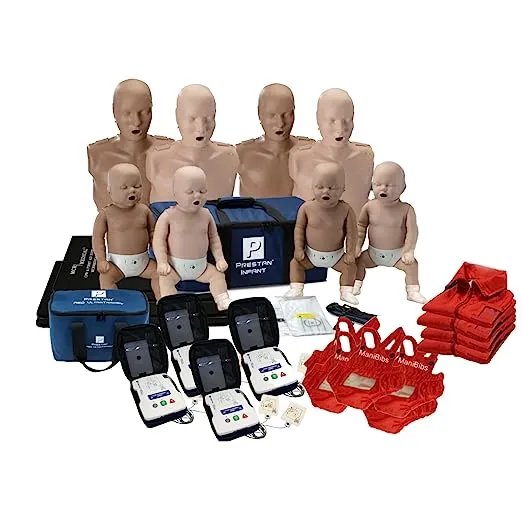 Prestan CPR Manikin Diversity Kit, 4-Pack Adult and 4-Pack Infant w. Feedback, AED UltraTrainers, and MCR Accessories