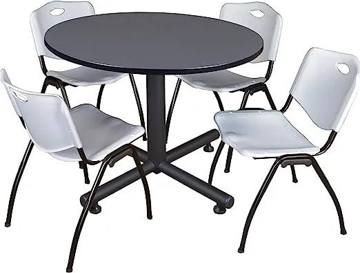 Round Tables > Breakroom Tables > Kobe Round Table & Chair Sets, 48 W, 48 L, 29 H, Grey