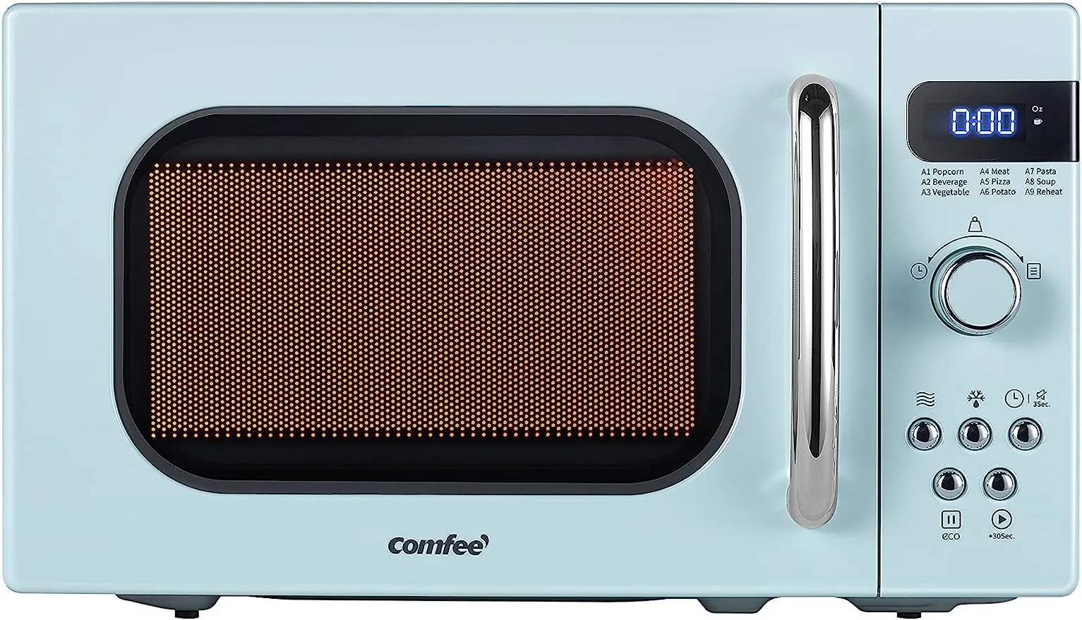 COMFEE' AM720C2RA-G Retro Style Countertop Microwave Oven with 9 Auto Menus Position-Memory Turntable, Eco Mode, and Sound