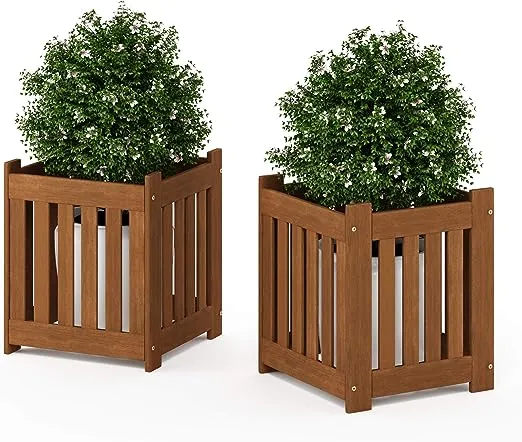 Furinno 2-FG19456 Tioman Hardwood Outdoor Lifestyle Flowerbox, 2-Pack, Natural