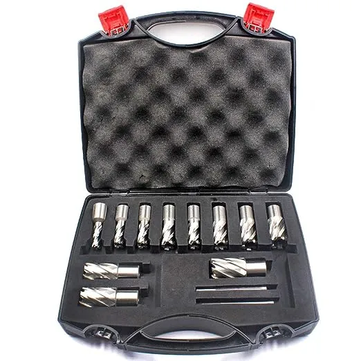 Annular Cutter Set 13 pcs Jestuous 3/4 Inch Weldon Shank 1 Cutting Depth and Cutting Diameter from 7/16 to 1-1/16 for Mag Drill Press Hss Standard