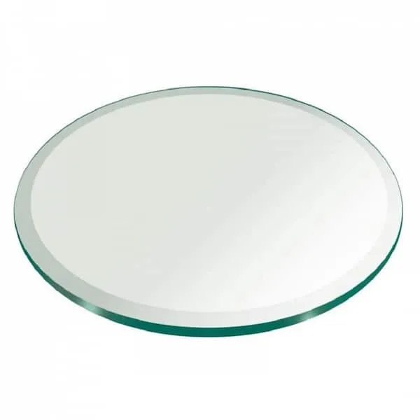 Fab Glass and Mirror Round Thick Beveled Tempered Glass Table Top