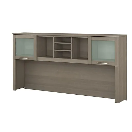 Bush Furniture Somerset 72in 2-Door Hutch with Cubbies in Ash Gray Finish - fits on 72W L Desk or 72W Office Desk (sold Separately)