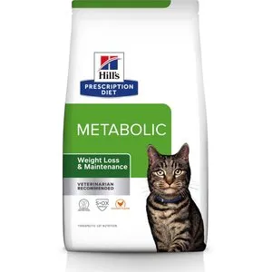 Hill's Prescription Diet Metabolic Weight Management Chicken Flavor Dry Cat Food, Veterinary Diet, 4 lb. Bag