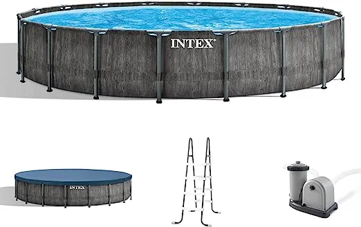 Intex Greywood Prism 18ft x 48in Frame Above Ground Swimming Pool Set with Pump