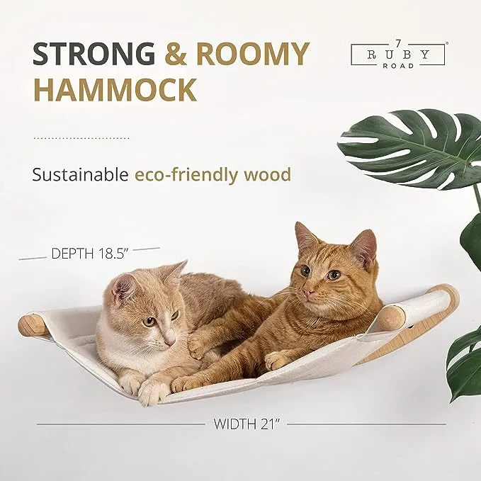 7 Ruby Road Wall Mounted Cat Hammock with Two Steps