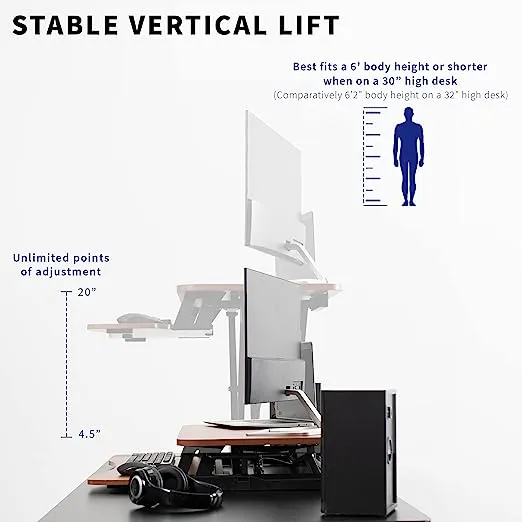 VIVO Height Adjustable Standing Desk Monitor Riser