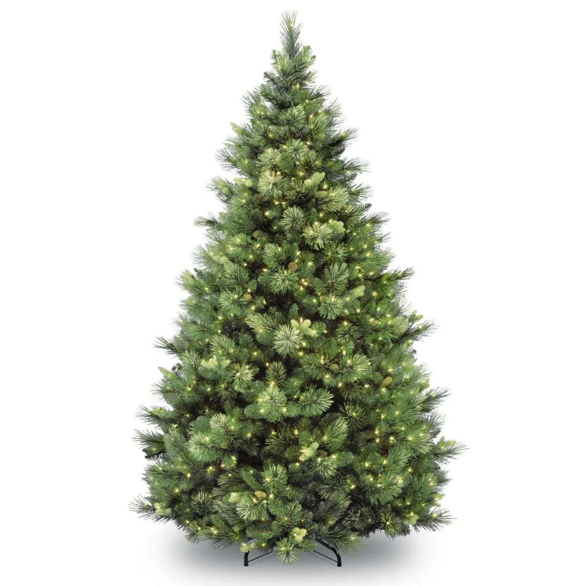 7-1/2 ft. Carolina Pine Hinged Artificial Christmas Tree with 86 Flocked Cones and 750 Clear Lights