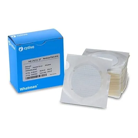 Whatman 7141-104 Cellulose Nitrate Membrane Sterile Filter with Grid, 47mm Diameter, 0.45 Micron (Pack of 100)