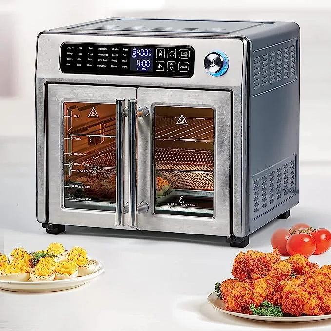 Emeril Lagasse 26 QT Extra Large Air Fryer, Convection Toaster Oven with French Doors, Stainless Steel