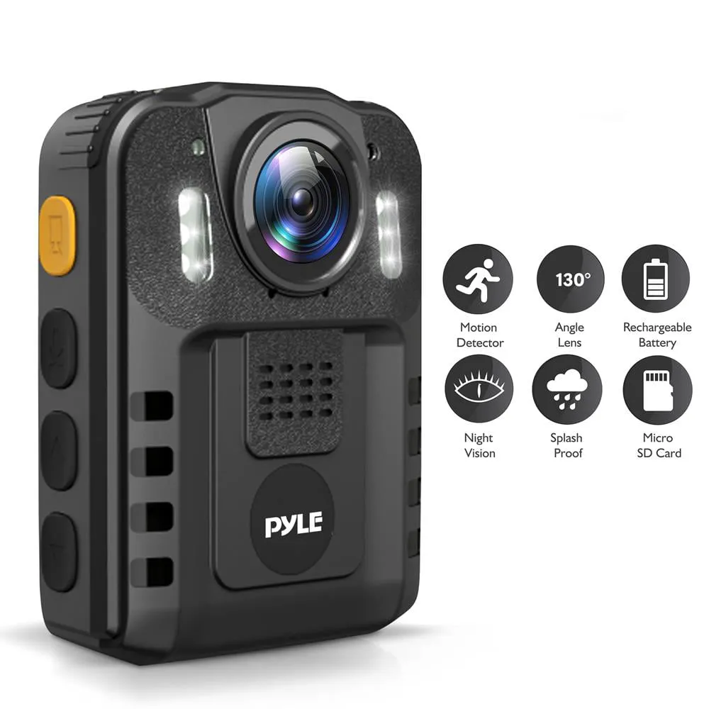 Pyle HD 2304x1296p Rechargeable Wireless Waterproof Wearable Law Enforcement Mini Surveillance CamPyle Police Security Video Compact Camera HD 2304x1296p Rechargeable Wireless Mini Surveillance Cam