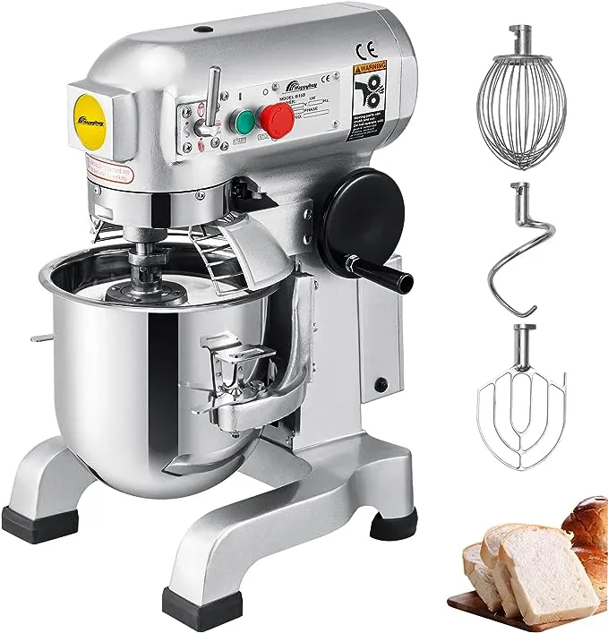 VEVOR Commercial Food Mixer 15Qt 600W 3 Speeds Adjustable 110/178/390 RPM Heavy Duty 110V with Stainless Steel Bowl Dough Hooks