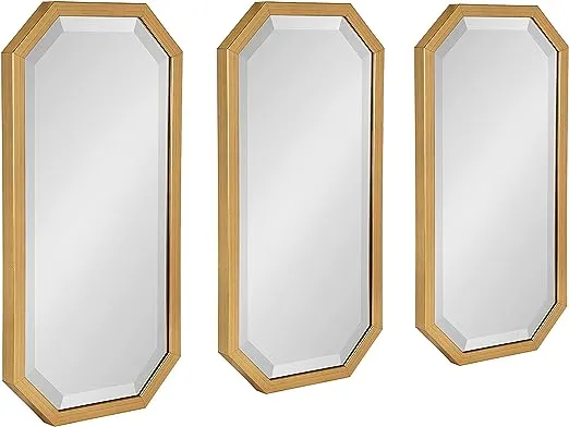 Kate and Laurel Laverty Octagon Accent Mirror Set - 3 Piece (Gold)