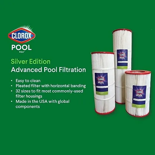 Clorox Silver Pool Filter Cartridge Replaces Predator Clean & Clear 100 Sq ft