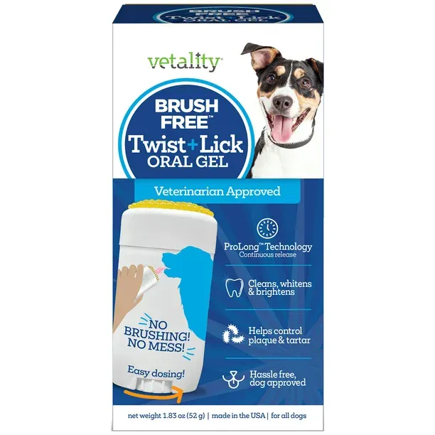 Vetality Brush Free Twist & Lick Oral Gel for Dogs