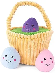 ZippyPaws Burrow, Easter Egg Basket - Interactive Dog Toys for Boredom - Hide and Seek Dog Toys, Colorful Squeaky Dog Toys for Small & Medium Dogs, Plush Dog Puzzles