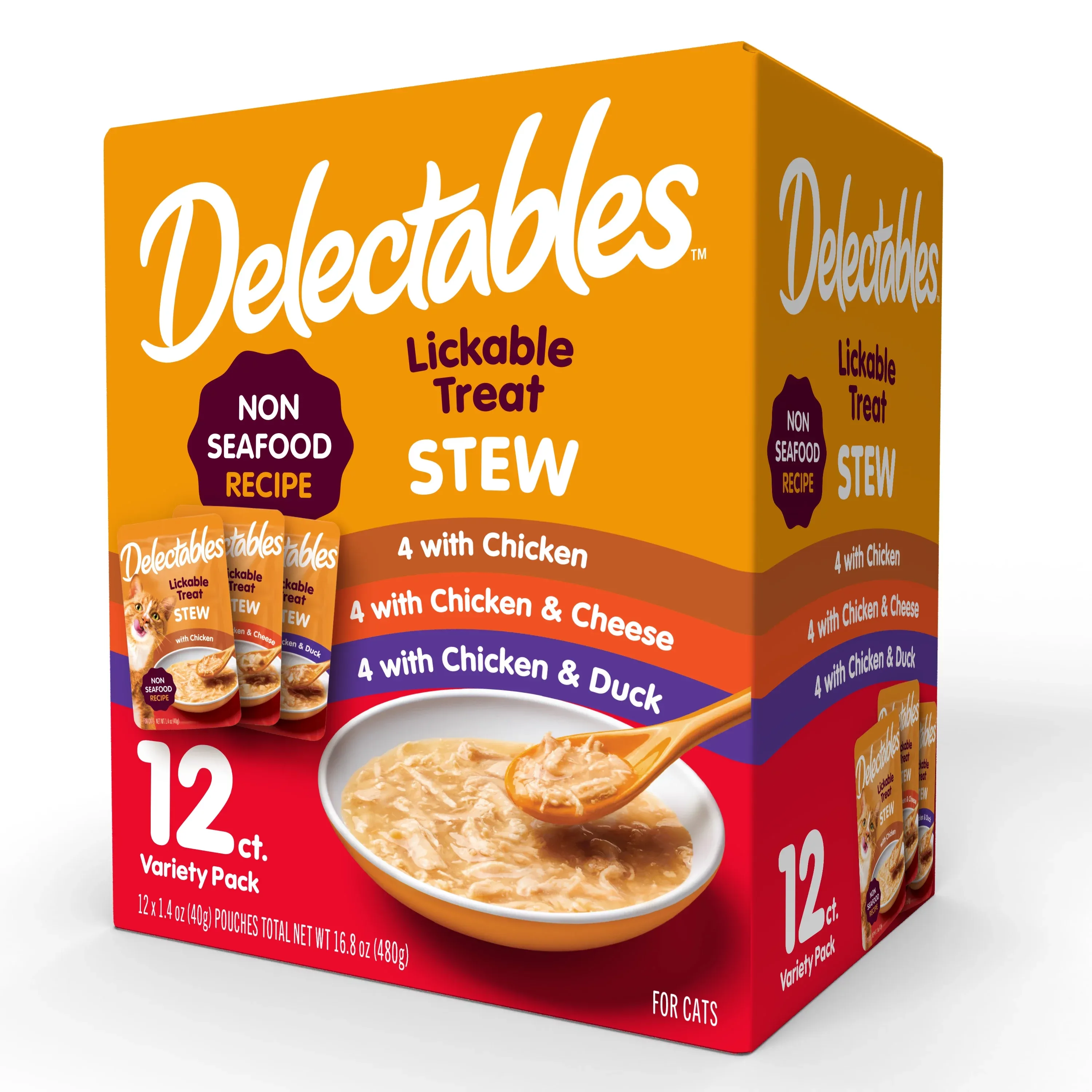 Delectables Stew Non Seafood Lickable Cat Treats Variety Pack - 16.8 oz