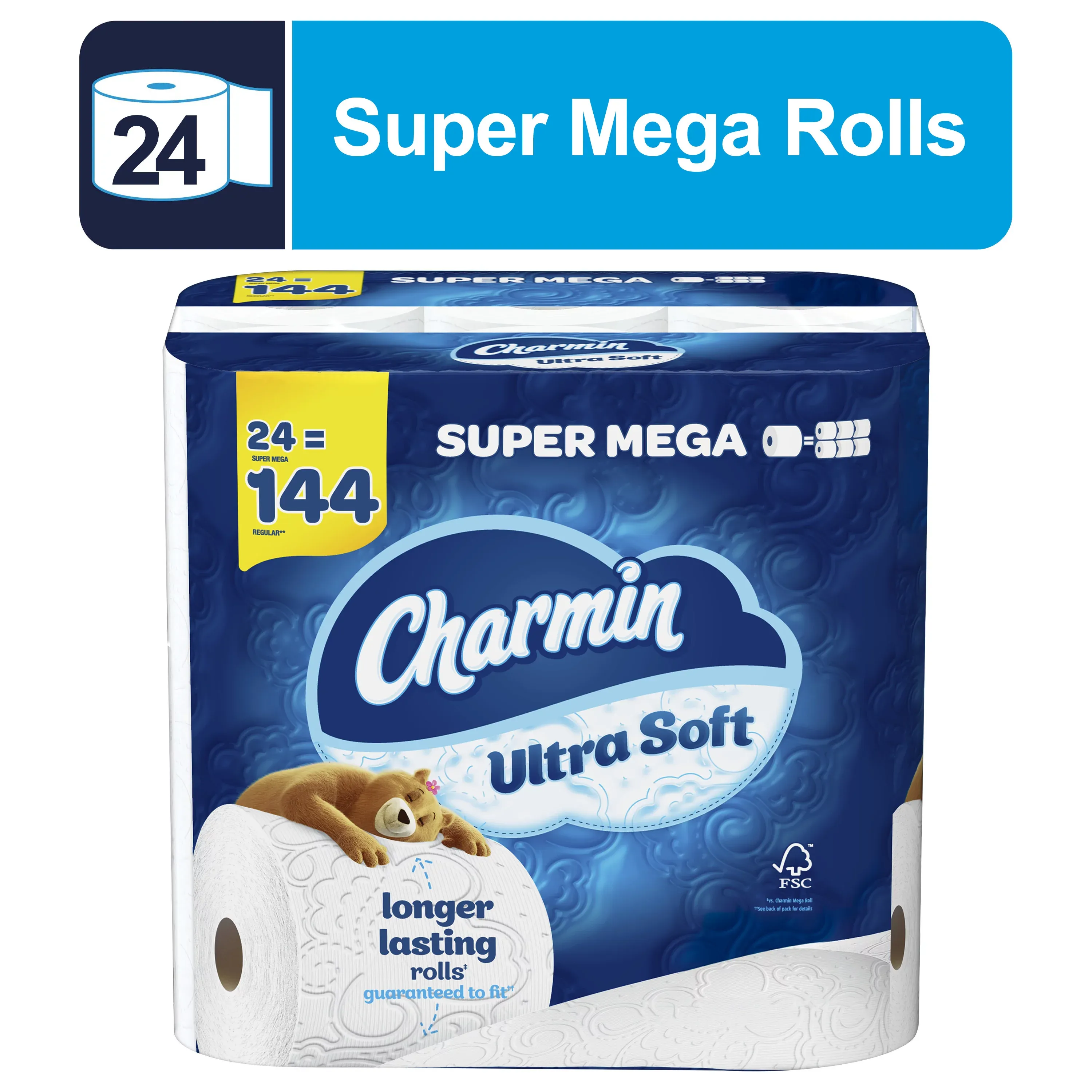 Charmin Ultra Soft Toilet Paper, 24 Super Mega Rolls